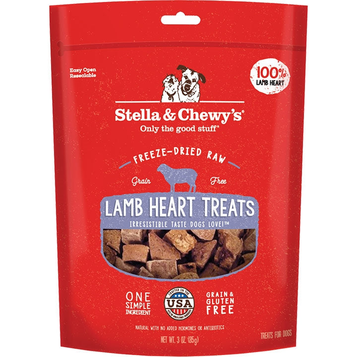 Stella & Chewy’s Freeze-Dried Lamb Heart Treats for Dogs (3 oz)